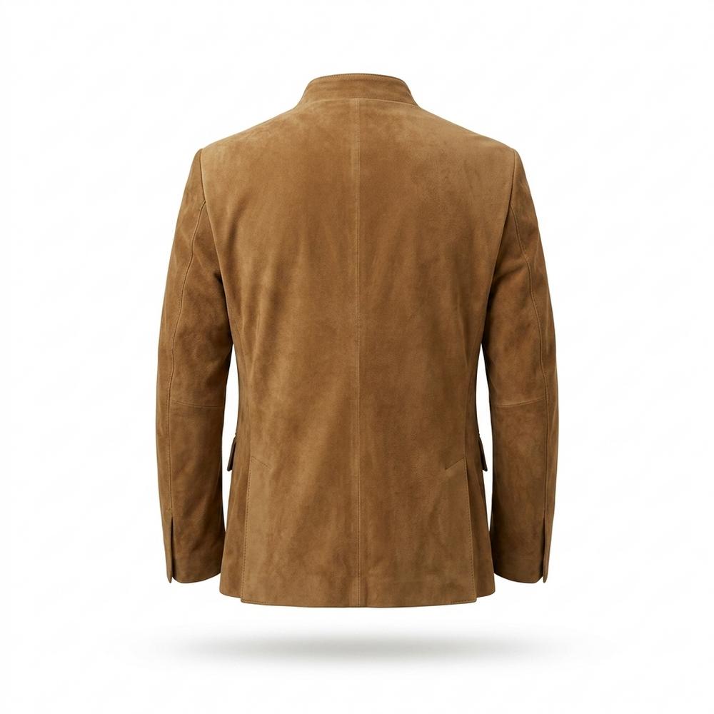 Gentleman Code - Somol | Stehkragen Geknöpft Wildleder-Jacke Herren