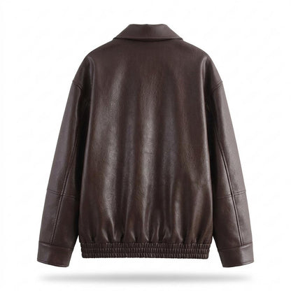 Gentleman Code - Yonid | Gefütterte Locker Geschnittene Lederjacke Unisex