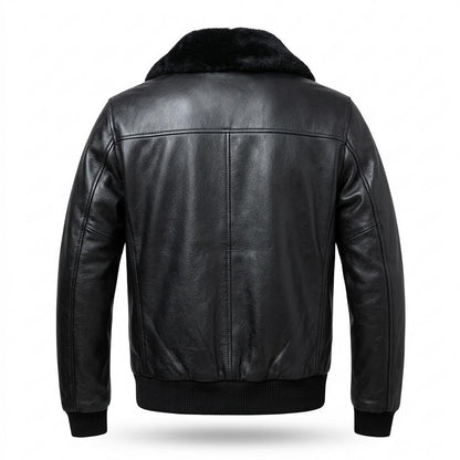 Gentleman Code - Vivan | Gefüttert Fellkragen Lederjacke Herren