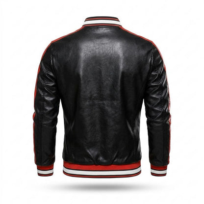 Gentleman Code - Euvad | Gestreifte Taillierte Lederjacke Herren