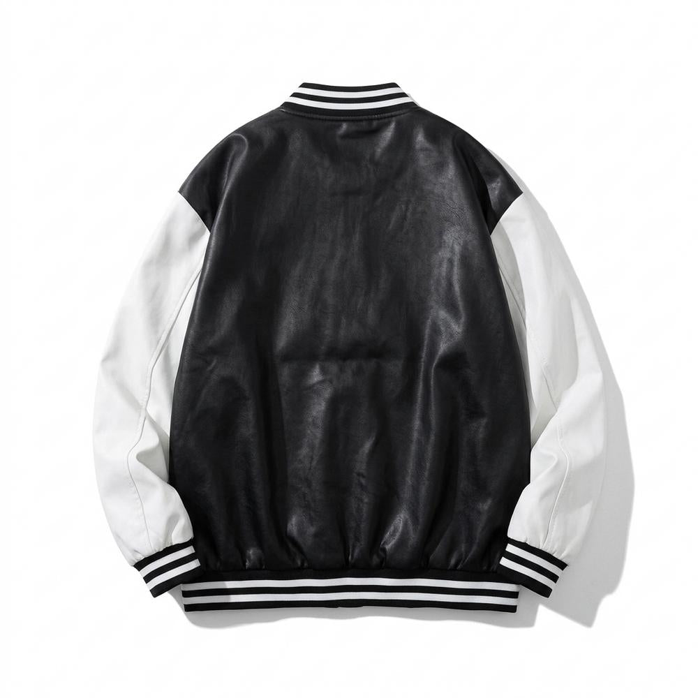 Gentleman Code - Rabit | Zweifarbige Geknöpfte Lederjacke Unisex