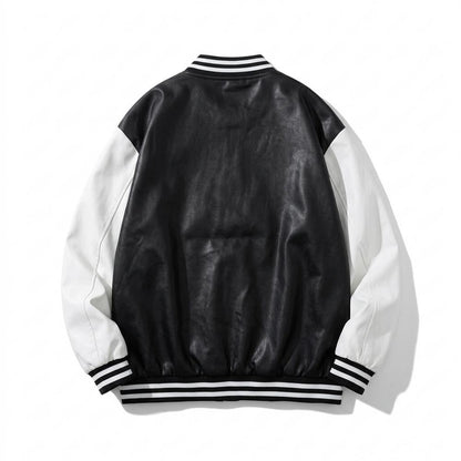 Gentleman Code - Rabit | Zweifarbige Geknöpfte Lederjacke Unisex