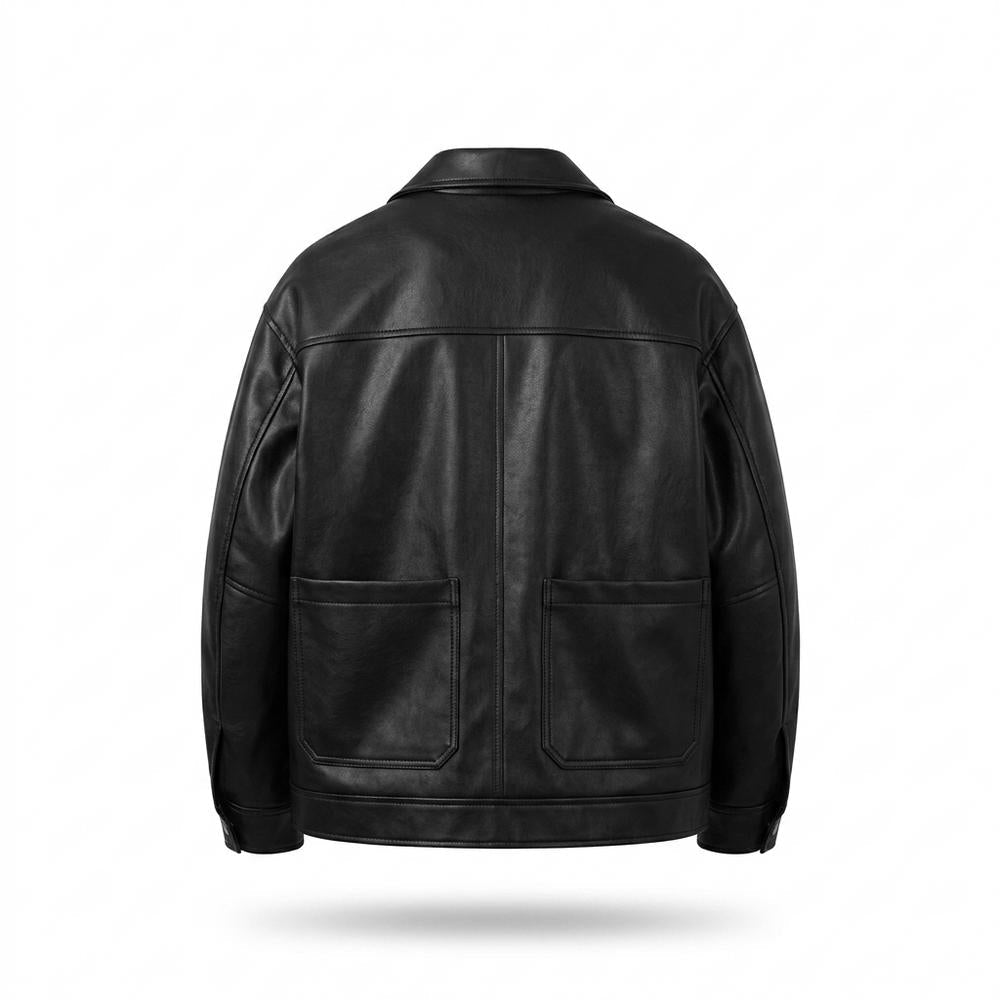Gentleman Code - Yozur | Locker Geschnittene Geknöpfte Lederjacke Herren