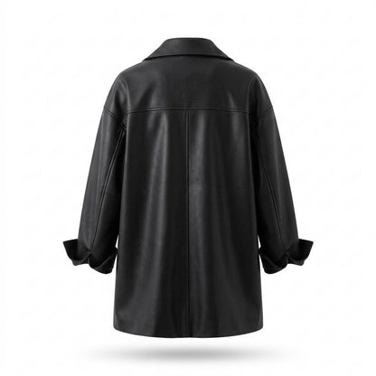 Gentleman Code - Ziget | Locker Geschnittene Geknöpfte Lederjacke Damen