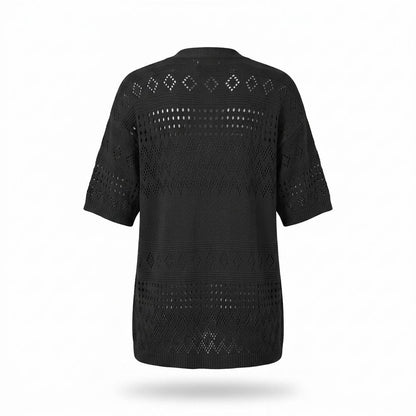 Gentleman Code - Mozus | Lochgestrickt Kurzärmlig Cardigan Damen