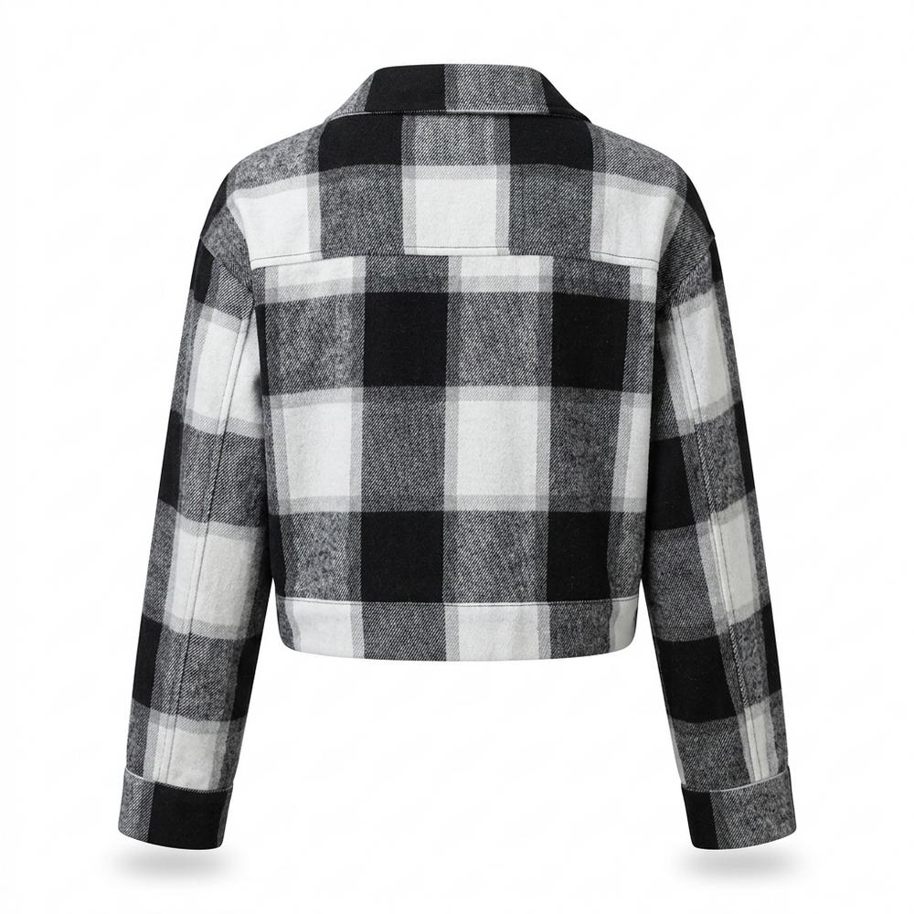 Gentleman Code - Yigit | Karierte Kurzgeschnittene Jacke Damen