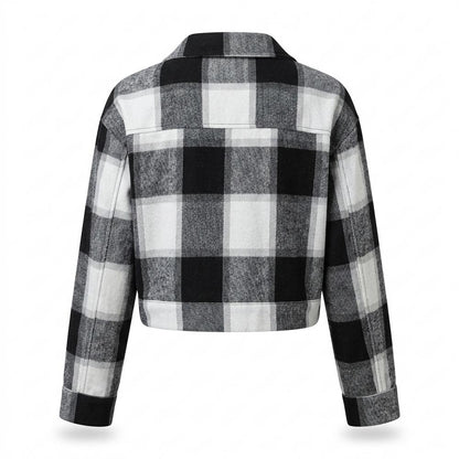 Gentleman Code - Yigit | Karierte Kurzgeschnittene Jacke Damen