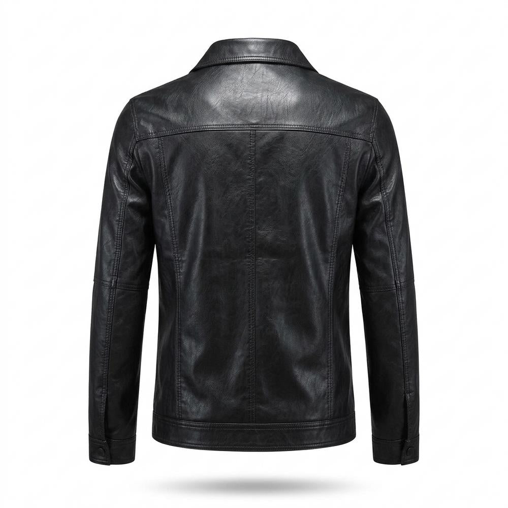 Gentleman Code - Rezem | Geknöpft Tailliert Lederjacke Herren