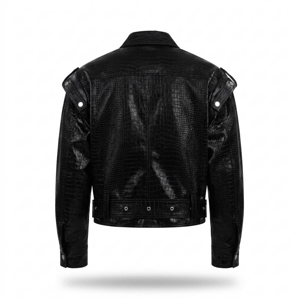Gentleman Code - Nadis | Geprägt Asymmetrisch Lederjacke Unisex