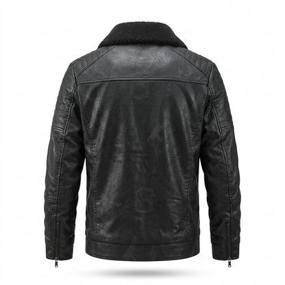 Gentleman Code - Tadol | Gefütterte Strukturierte Lederjacke Herren