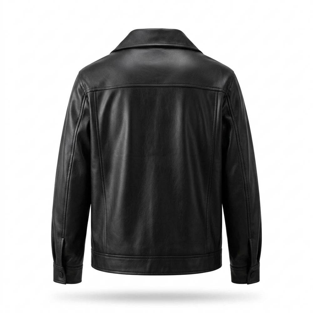 Gentleman Code - Eizus | Geknöpft Glatt Lederjacke Herren