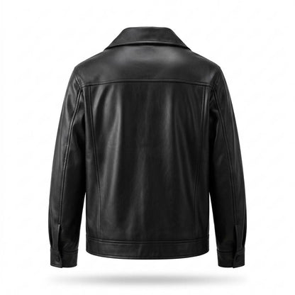 Gentleman Code - Eizus | Geknöpft Glatt Lederjacke Herren