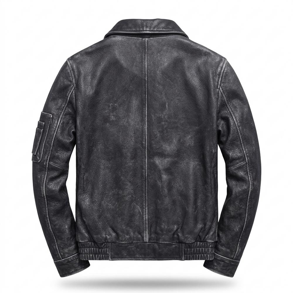 Gentleman Code - Kavan | Gekörnt Gefüttert Lederjacke Herren