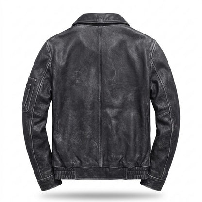 Gentleman Code - Kavan | Gekörnt Gefüttert Lederjacke Herren