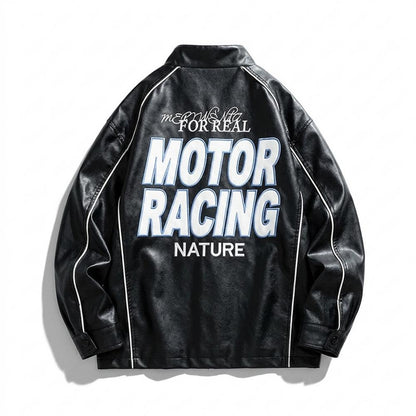 Gentleman Code - Mopun | Bedruckt Paspeliert Lederjacke Unisex