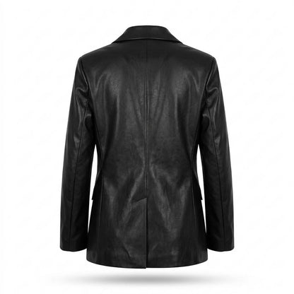 Gentleman Code - Yiben | Oversized Langärmlige Lederjacke Damen