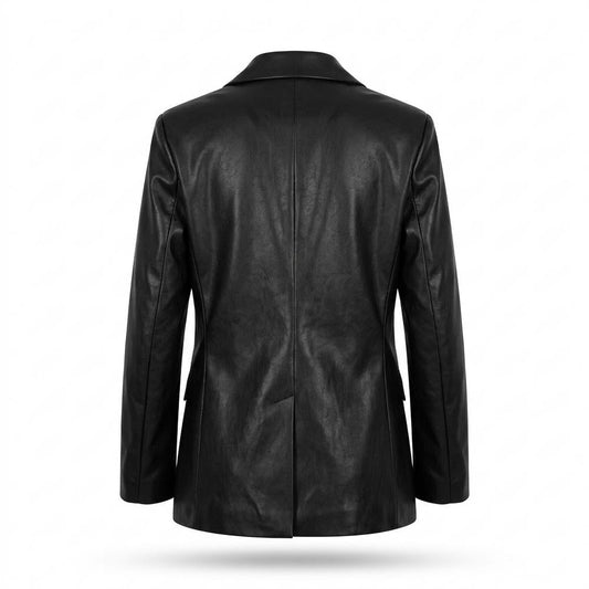 Gentleman Code - Yiben | Oversized Langärmlige Lederjacke Damen