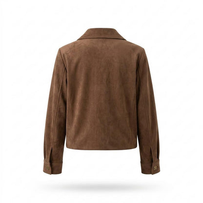 Gentleman Code - Kokek | Langärmelige Geknöpfte Wildleder-Jacke Damen