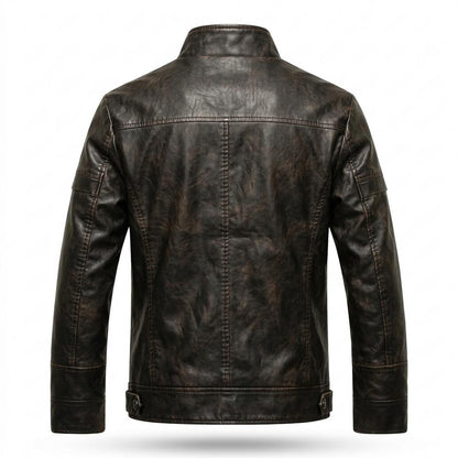 Gentleman Code - Vasin | Figurbetont Gewaschen Lederjacke Herren