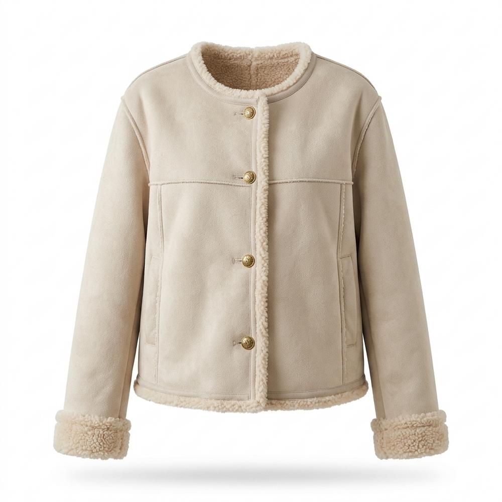 Gentleman Code - Dahuk | Gefütterte Kragenlose Wildleder-Jacke Damen