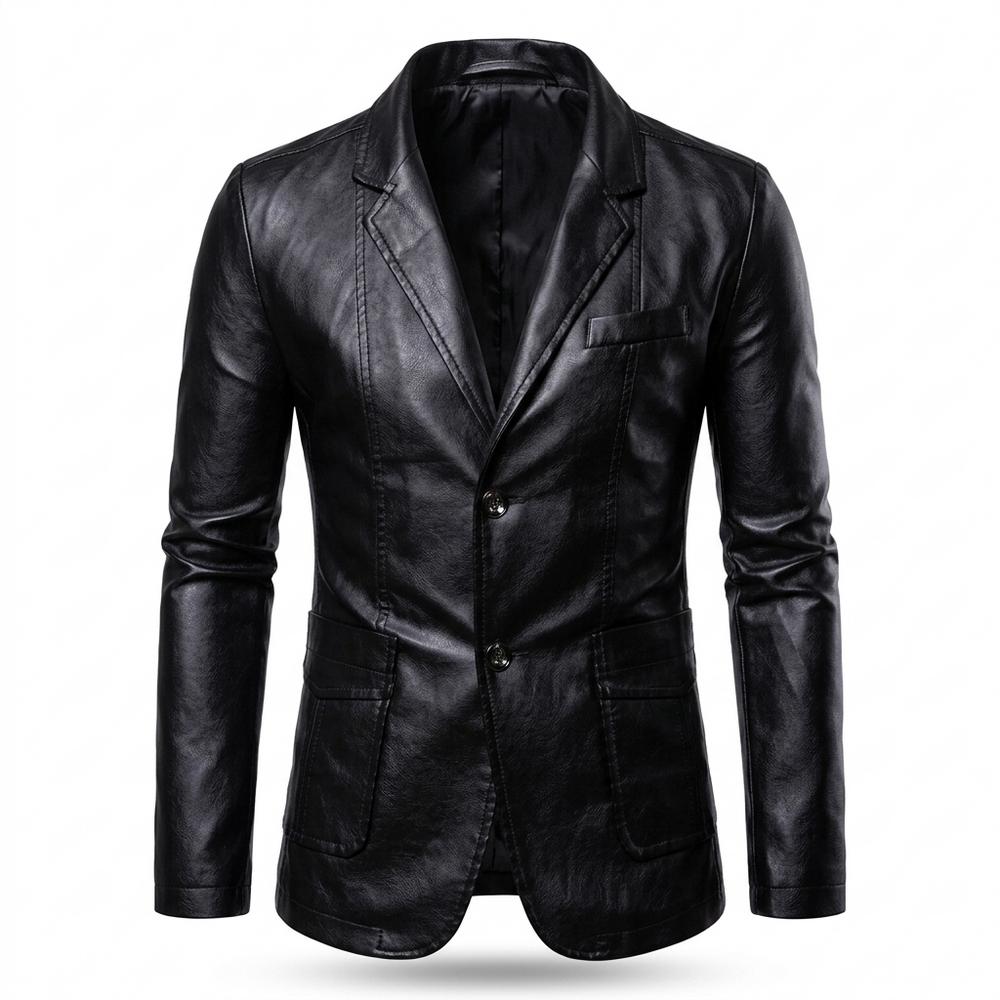 Gentleman Code - Riwon | Tailliert Geknöpft Lederjacke Herren