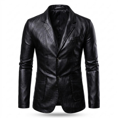 Gentleman Code - Riwon | Tailliert Geknöpft Lederjacke Herren
