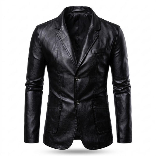 Gentleman Code - Riwon | Tailliert Geknöpft Lederjacke Herren