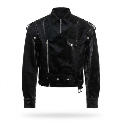 Gentleman Code - Nadis | Geprägt Asymmetrisch Lederjacke Unisex