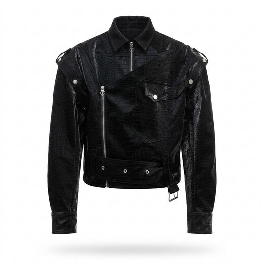 Gentleman Code - Nadis | Geprägt Asymmetrisch Lederjacke Unisex