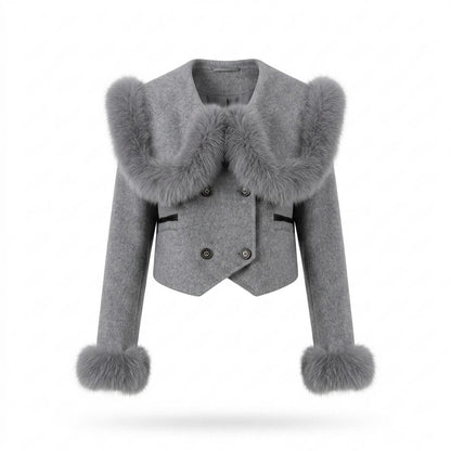 Gentleman Code - Zezel | Kurzgeschnittene Pelzbesetzte Jacke Damen