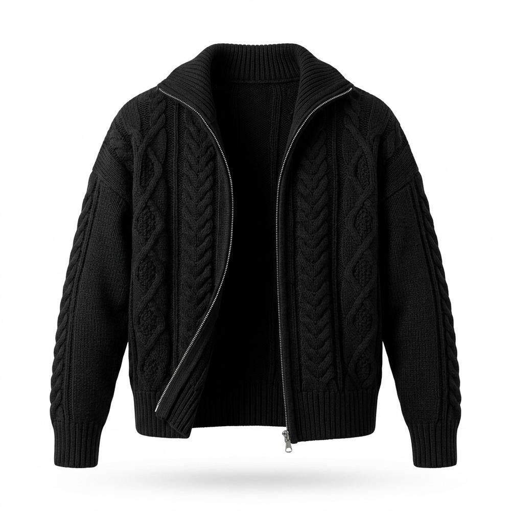 Gentleman Code - Lunot | Hochgeschlossene Strukturierte Strickjacke Damen