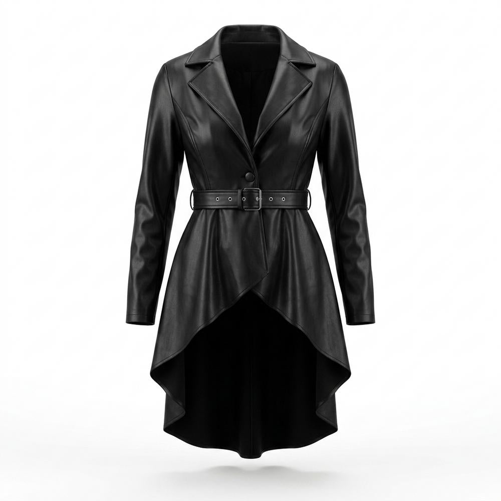 Gentleman Code - Dumus | Asymmetrisch Gegürtelt Lederjacke Damen
