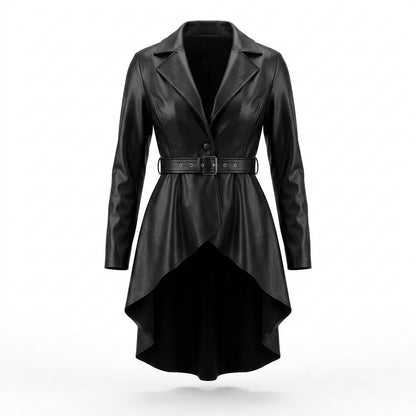 Gentleman Code - Dumus | Asymmetrisch Gegürtelt Lederjacke Damen