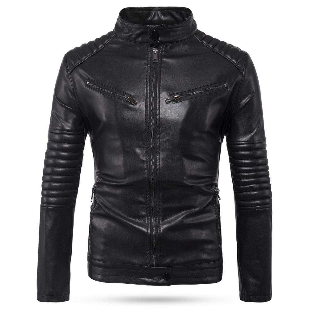 Gentleman Code - Nufel | Gesteppt Tailliert Lederjacke Herren