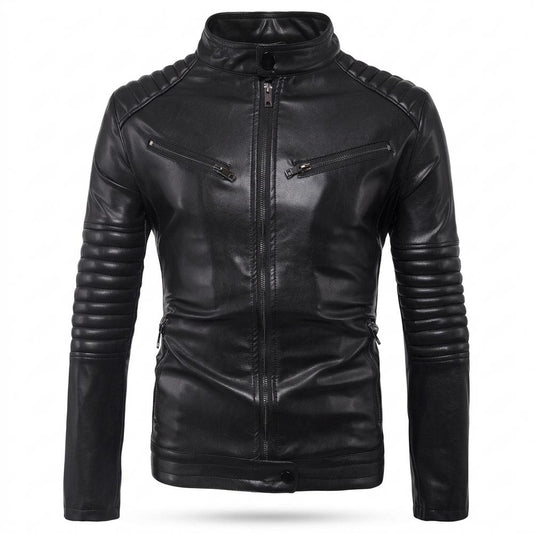 Gentleman Code - Nufel | Gesteppt Tailliert Lederjacke Herren