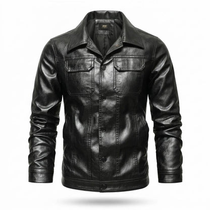 Gentleman Code - Vufuv | Geknöpft Tailliert Lederjacke Herren