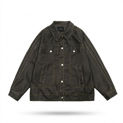 Gentleman Code - Vosal | Gewaschene Geknöpfte Lederjacke Unisex