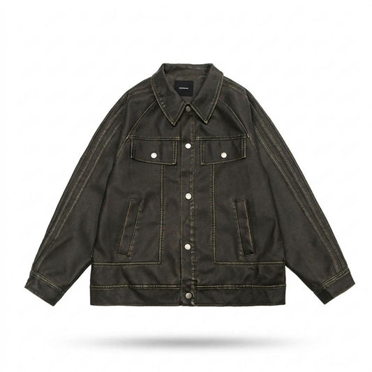 Gentleman Code - Vosal | Gewaschene Geknöpfte Lederjacke Unisex