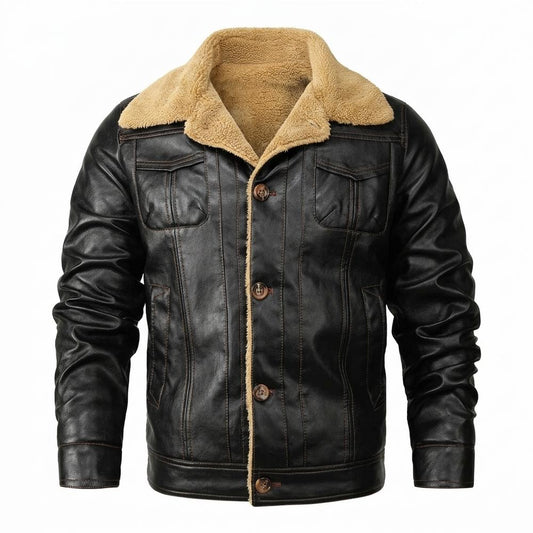 Gentleman Code - Yumuk | Gefüttert Geknöpft Lederjacke Herren