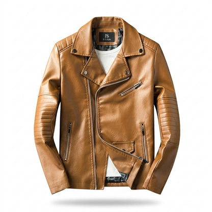 Gentleman Code - Cozor | Asymmetrische Gesteppte Lederjacke Herren