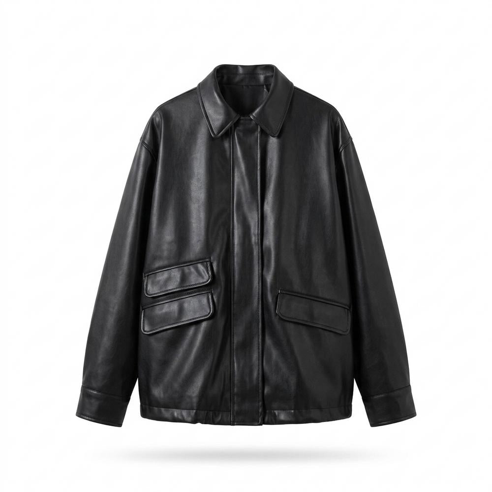 Gentleman Code - Tuwol | Übergroße Glatte Lederjacke Unisex