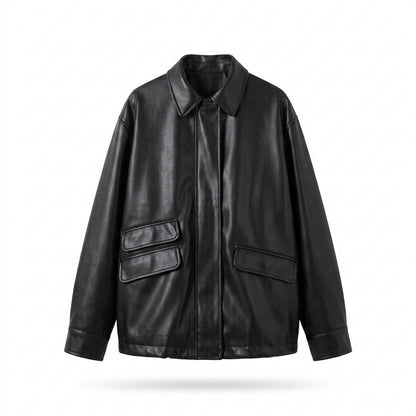 Gentleman Code - Tuwol | Übergroße Glatte Lederjacke Unisex