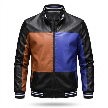 Gentleman Code - Mafuk | Mehrfarbige Kurzgeschnittene Lederjacke Herren