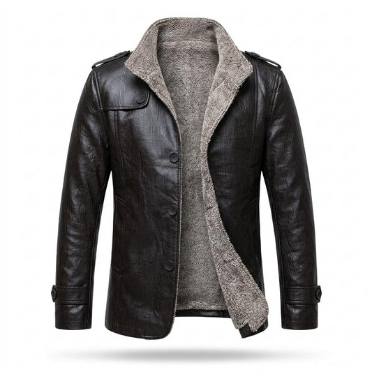 Gentleman Code - Teruv | Gefüttert Geknöpft Lederjacke Herren