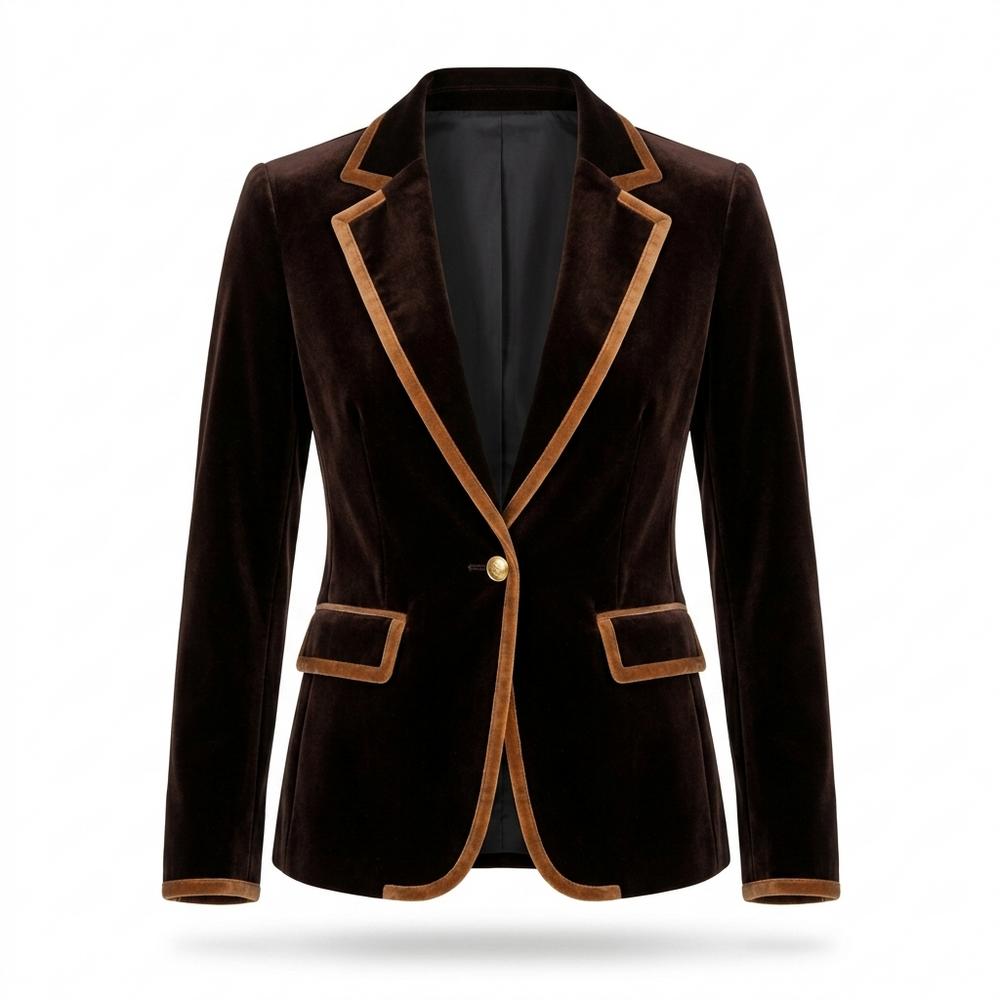 Gentleman Code - Lerem | Samtiger Paspelierter Sakko Damen