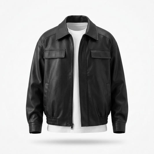Gentleman Code - Eofuv | Locker Geschnittene Lederjacke Herren
