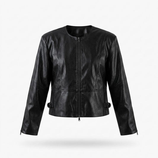 Gentleman Code - Eowon | Kragenlos Tailliert Lederjacke Damen