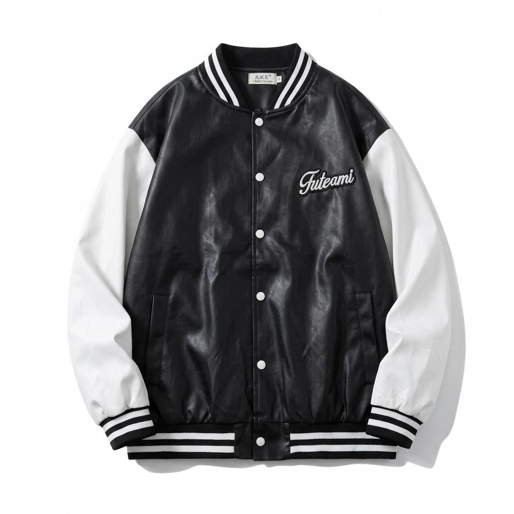 Gentleman Code - Rabit | Zweifarbige Geknöpfte Lederjacke Unisex