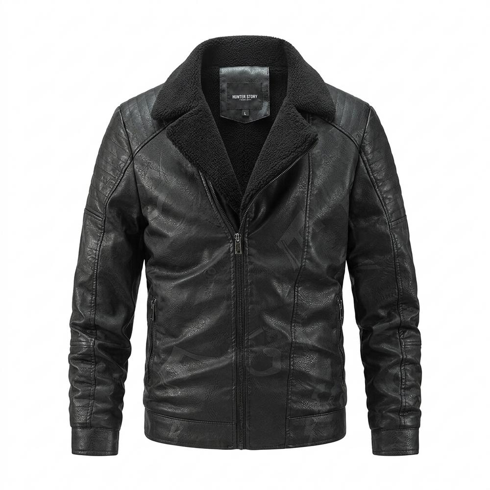 Gentleman Code - Tadol | Gefütterte Strukturierte Lederjacke Herren
