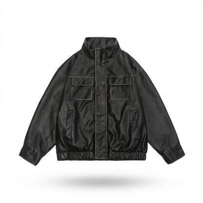 Gentleman Code - Renon | Hochschließende Gewaschene Lederjacke Unisex